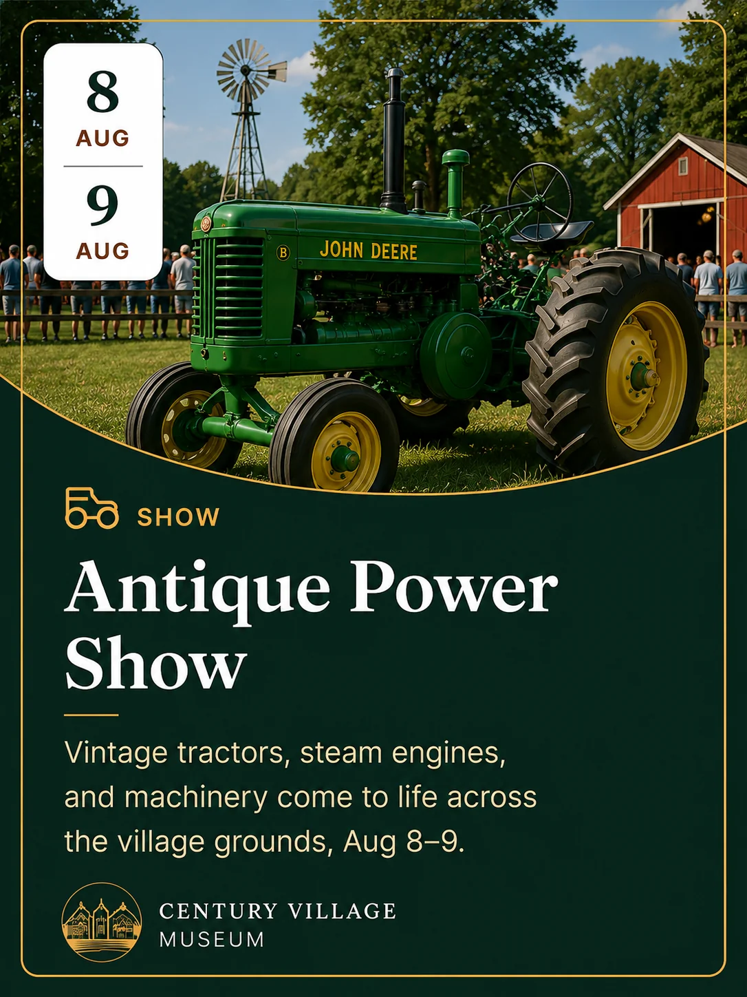Antique Power Show poster, August 8–9, 2026