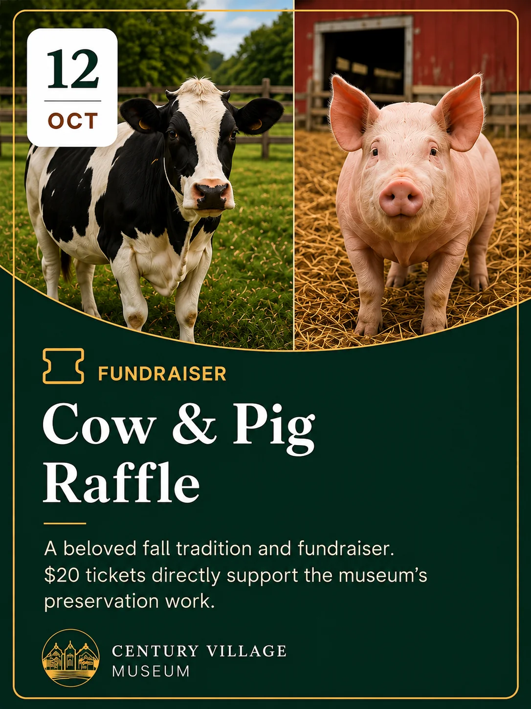 Cow & Pig Raffle poster, October 12
