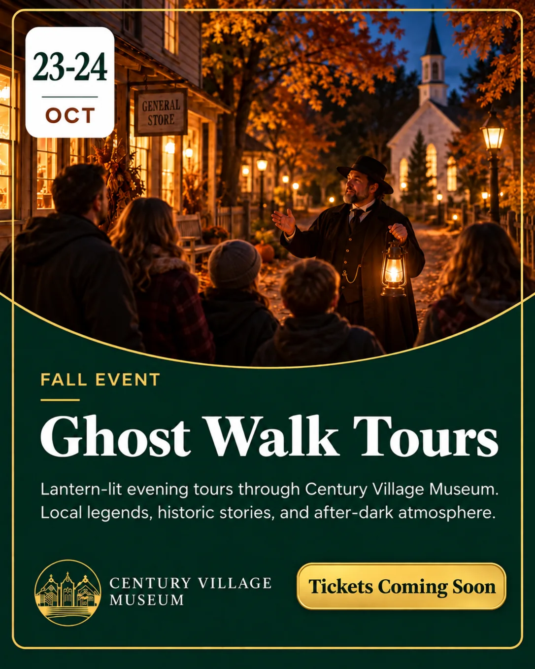 Ghost Walk Tours at Century Village Museum, October 23 and 24, 2026